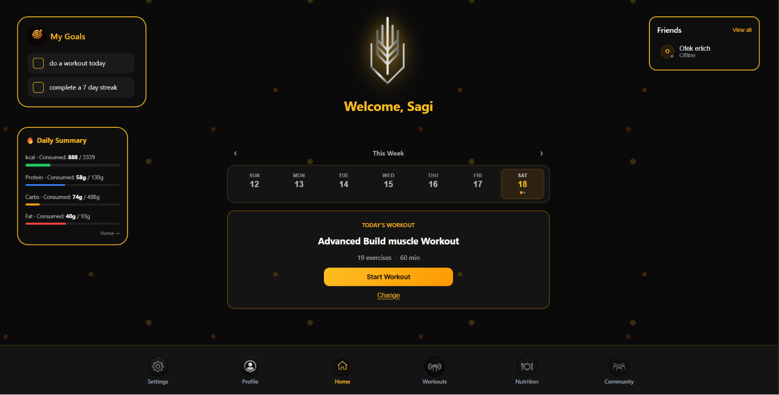 Gymion home screen